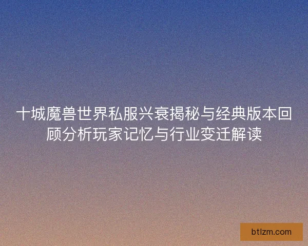 十城魔兽世界私服兴衰揭秘与经典版本回顾分析玩家记忆与行业变迁解读