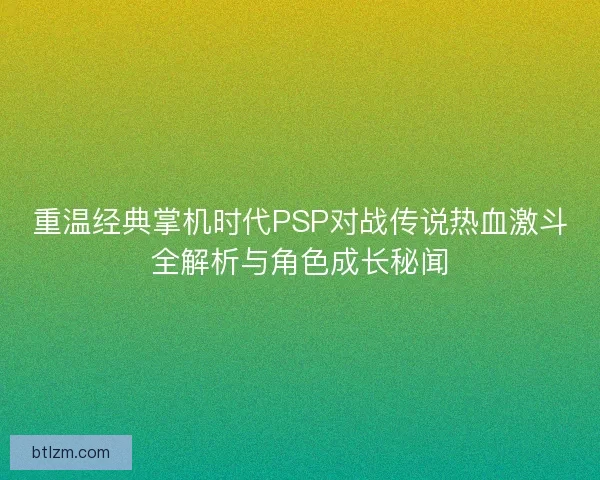 重温经典掌机时代PSP对战传说热血激斗全解析与角色成长秘闻